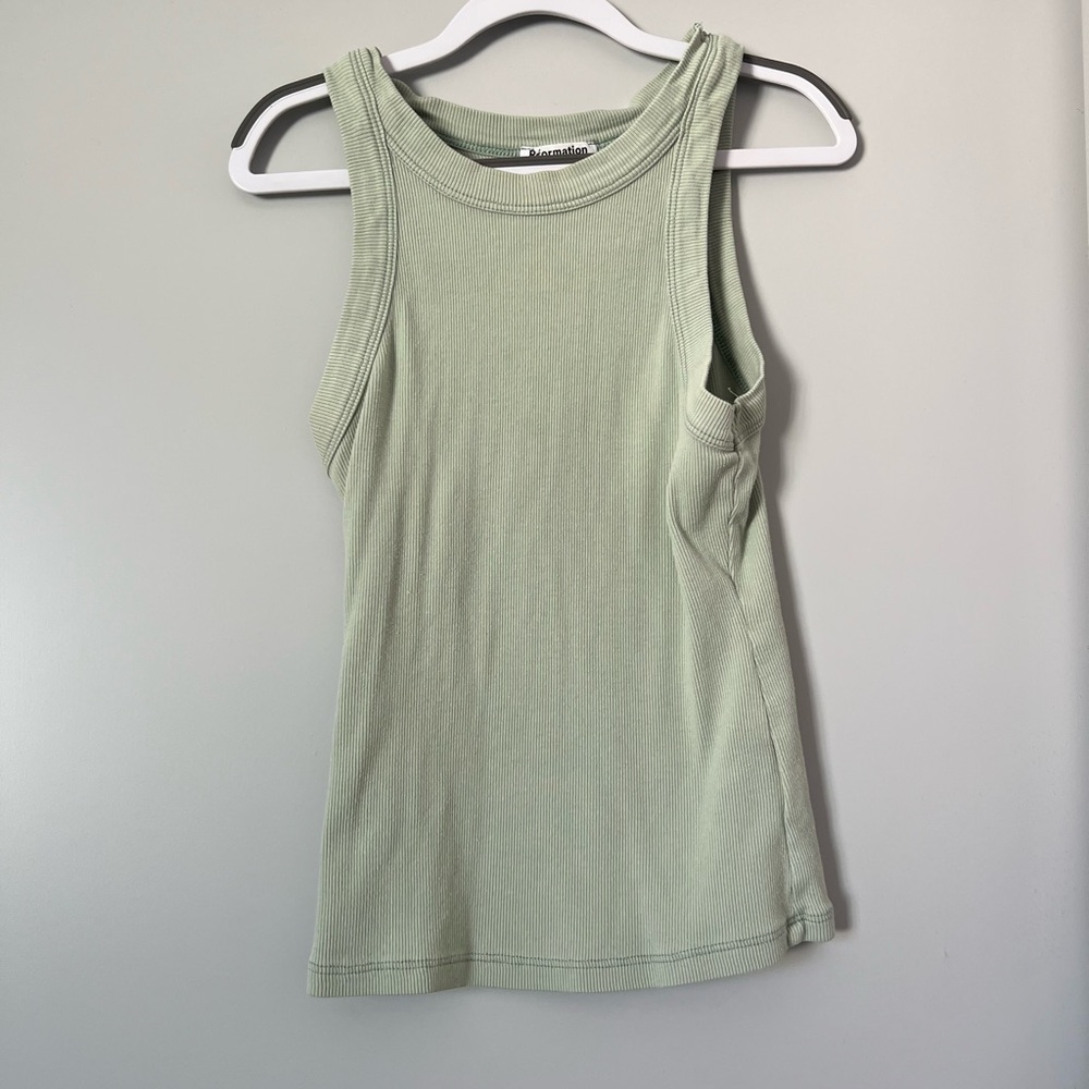 Reformation Light Green Ribbed Tank Top